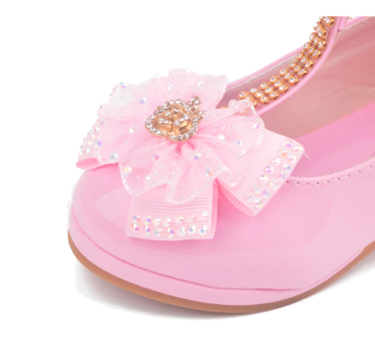 Stylish Peep shoes with cut-out flower designs, perfect for girls' dress-up or casual wear.