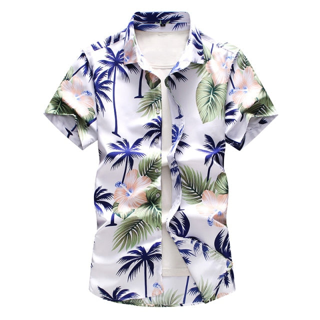 Men's Summer Hawaiian Shirt, polyester fabric, various colors and sizes, perfect summer gift for men.