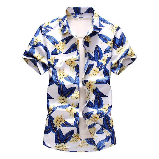 Men's Summer Hawaiian Shirt, polyester fabric, various colors and sizes, perfect summer gift for men.