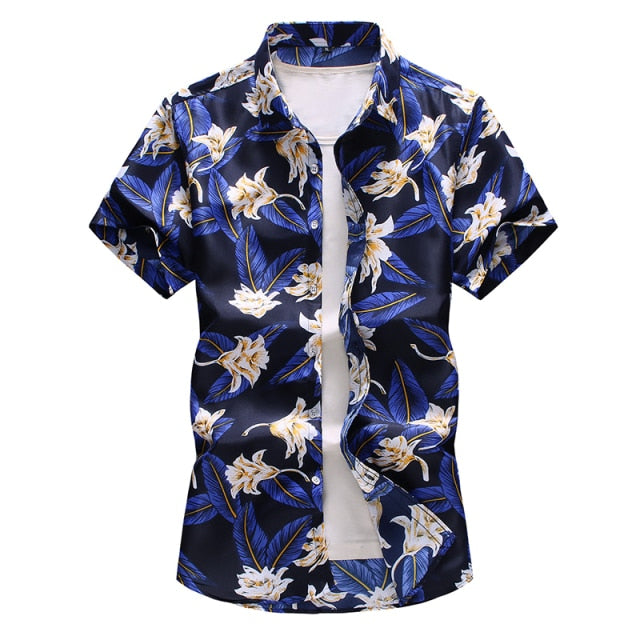 Men's Summer Hawaiian Shirt, polyester fabric, various colors and sizes, perfect summer gift for men.