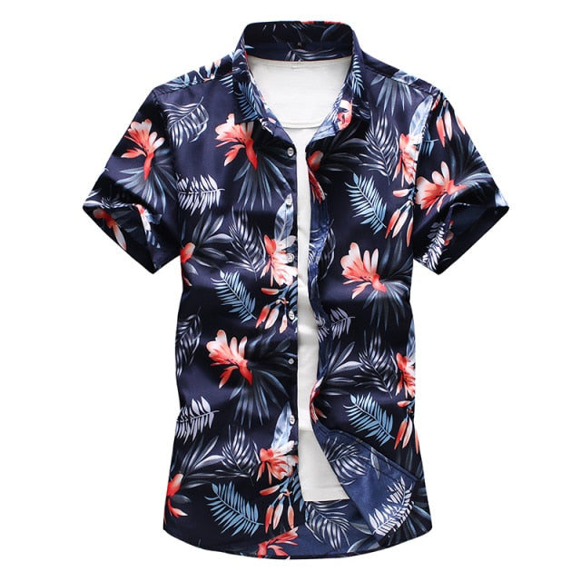 Men's Summer Hawaiian Shirt, polyester fabric, various colors and sizes, perfect summer gift for men.