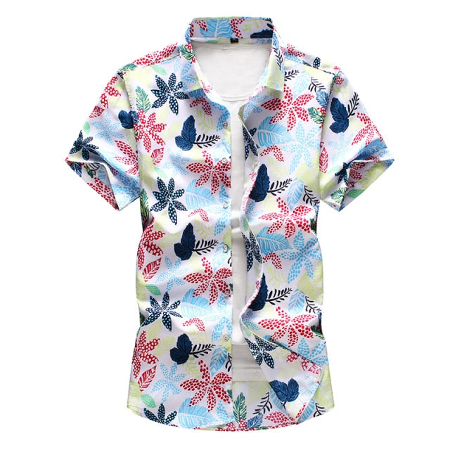 Men's Summer Hawaiian Shirt, polyester fabric, various colors and sizes, perfect summer gift for men.