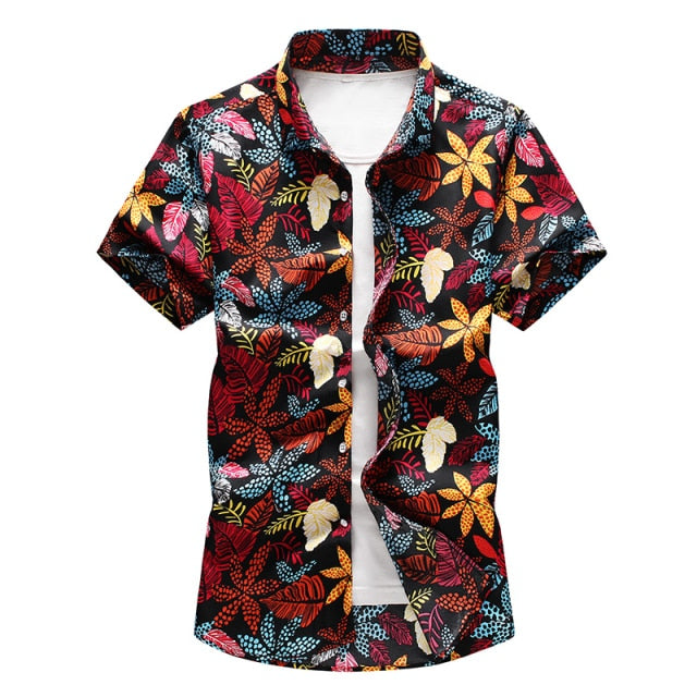 Men's Summer Hawaiian Shirt, polyester fabric, various colors and sizes, perfect summer gift for men.