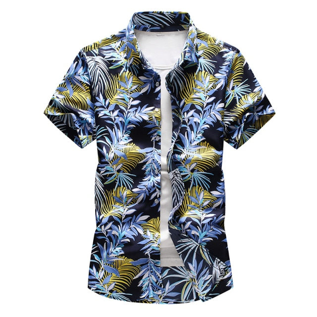 Men's Summer Hawaiian Shirt, polyester fabric, various colors and sizes, perfect summer gift for men.