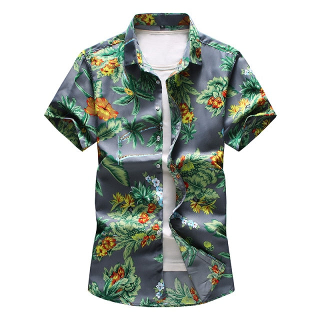 Men's Summer Hawaiian Shirt, polyester fabric, various colors and sizes, perfect summer gift for men.
