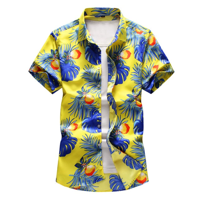 Men's Summer Hawaiian Shirt, polyester fabric, various colors and sizes, perfect summer gift for men.