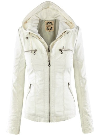 Faux leather jacket - Stylish, warm, zippers, pockets, different sizes and colors.