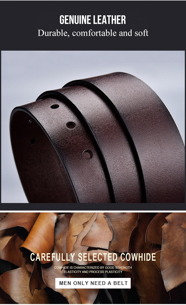 Genuine Leather Belt - Stylish and versatile - Perfect gift for husband or boyfriend - Elevate daily attire - Crafted from high-quality leather.