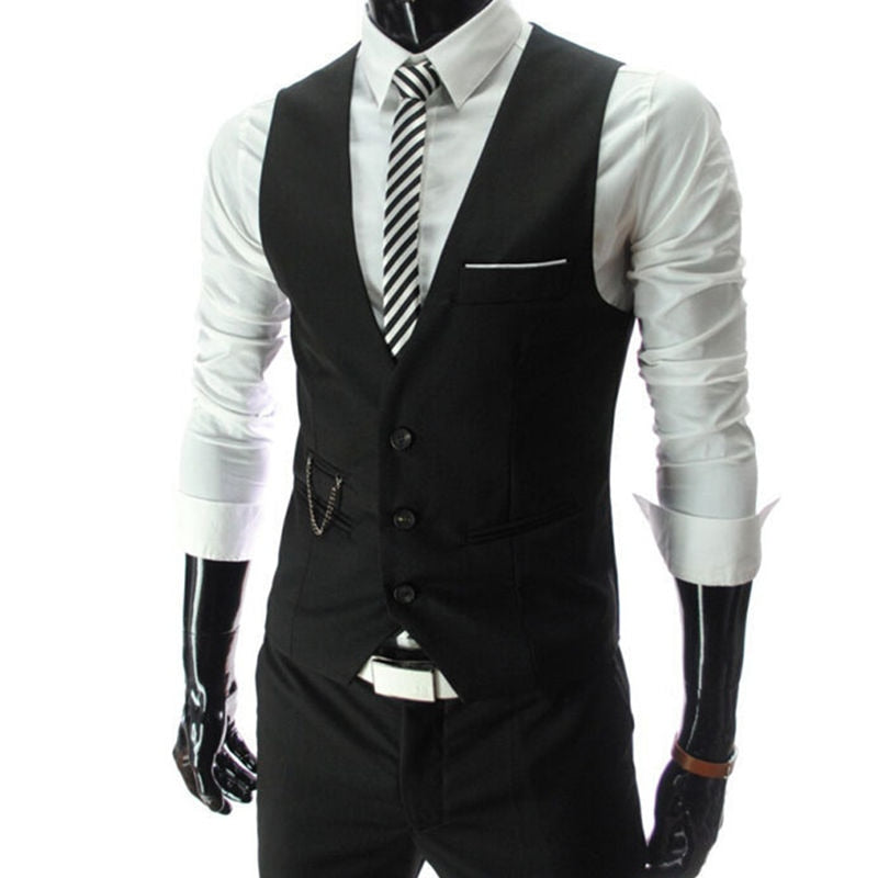 Casual Sleeveless Slim Fit Suit Vest - High-Quality Cotton Blend. Soft, Elastic, and Durable. Two Real Pockets and One Fake Chest Pocket. Elevate Your Style!