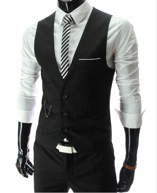 Casual Sleeveless Slim Fit Suit Vest - High-Quality Cotton Blend. Soft, Elastic, and Durable. Two Real Pockets and One Fake Chest Pocket. Elevate Your Style!