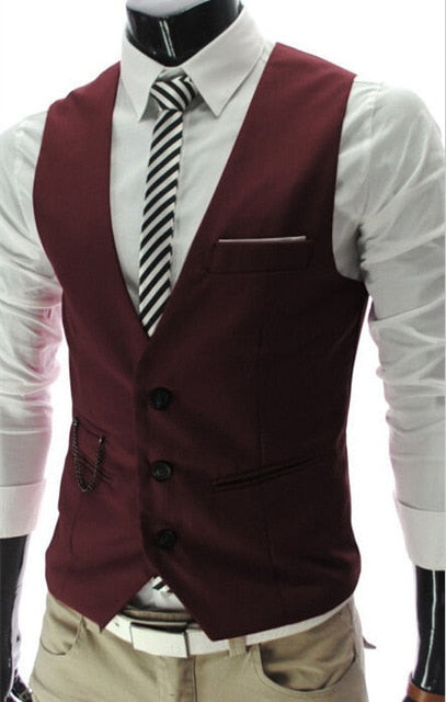 Casual Sleeveless Slim Fit Suit Vest - High-Quality Cotton Blend. Soft, Elastic, and Durable. Two Real Pockets and One Fake Chest Pocket. Elevate Your Style!