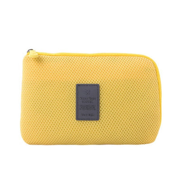 Travel Accessory Cable Bag - Durable polyester, organizes electronic gadgets, various colors and designs.