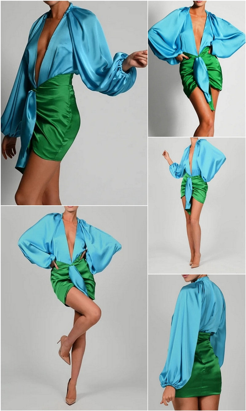 Fall party dress with a V-neck collar and above-the-knee length. This dress is perfect for holiday gatherings, with an elastic waist and regular sleeves for comfort. Available in a range of colors and sizes, so you can find the perfect fit. Don't miss out - order now while supplies last!
