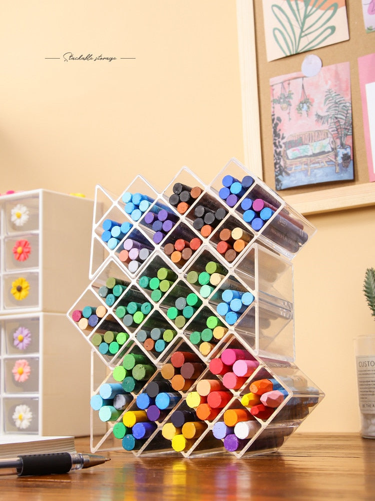 Multi-function Stationery Storage Box with pen slot for organized desk storage.