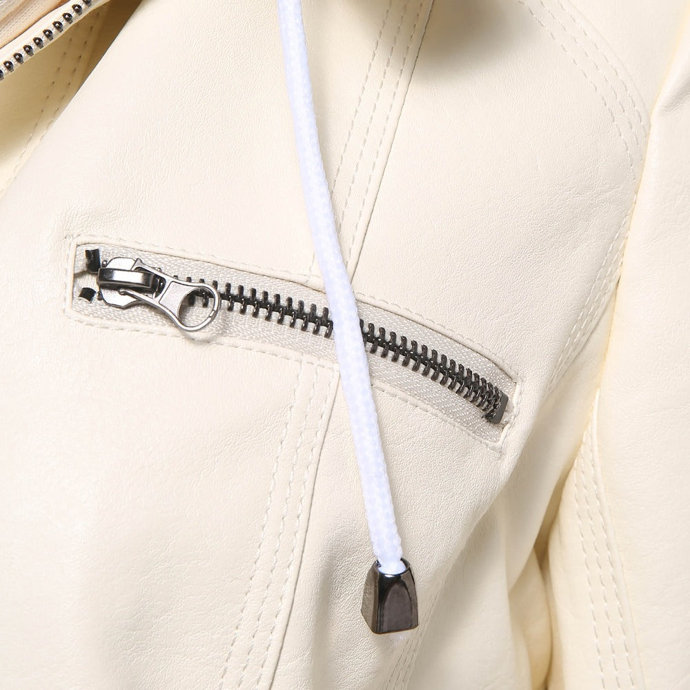 Faux leather jacket - Stylish, warm, zippers, pockets, different sizes and colors.
