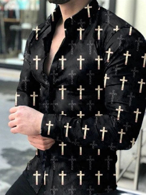 Geometric Print Buttoned Shirt - Comfortable Fit and Contemporary Style