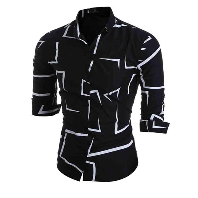 Geometric Print Buttoned Shirt - Comfortable Fit and Contemporary Style