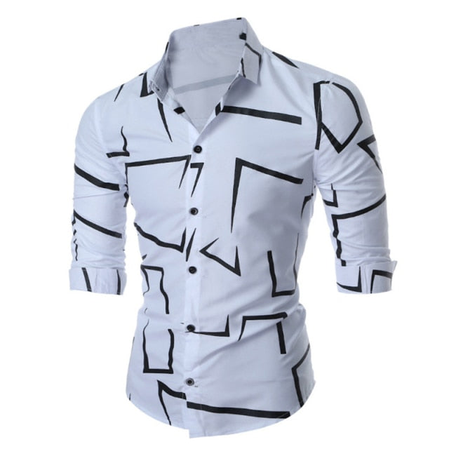 Geometric Print Buttoned Shirt - Comfortable Fit and Contemporary Style