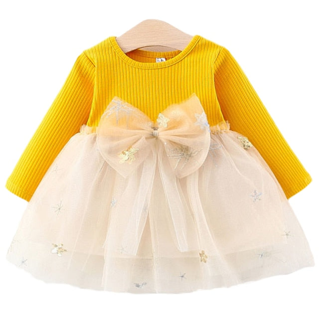 Girls Elegant Party Dress - Fine materials, carefully crafted designs, available in sizes for baby girls 7-12 months, 13-24 months, 25-36 months, and 4-6 years.