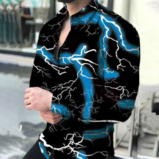 Geometric Print Buttoned Shirt - Comfortable Fit and Contemporary Style