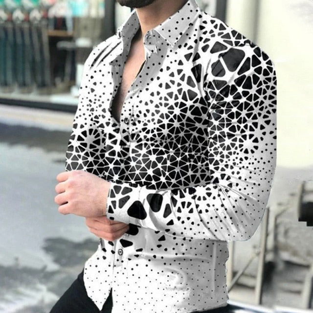Geometric Print Buttoned Shirt - Comfortable Fit and Contemporary Style