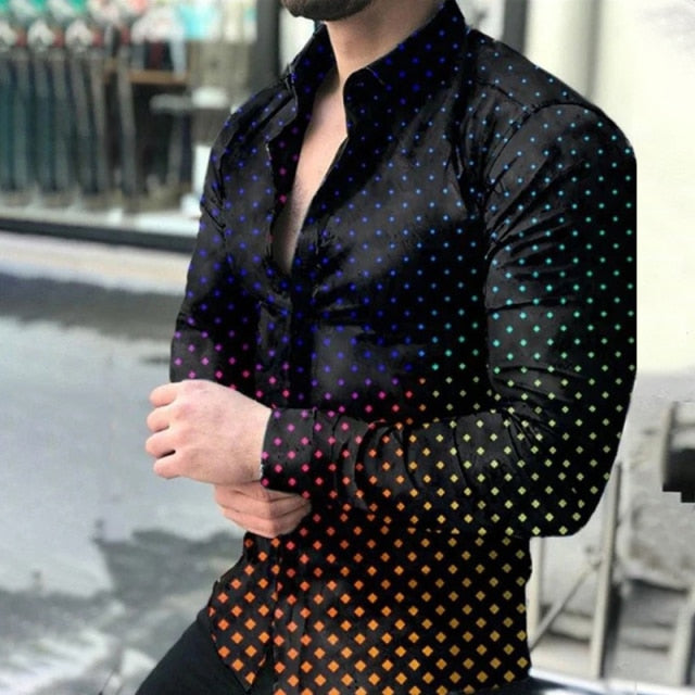 Geometric Print Buttoned Shirt - Comfortable Fit and Contemporary Style