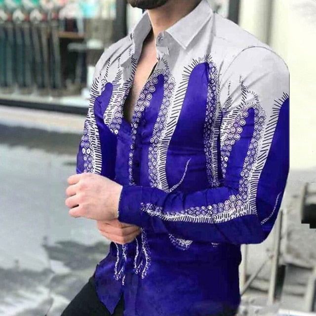 Geometric Print Buttoned Shirt - Comfortable Fit and Contemporary Style