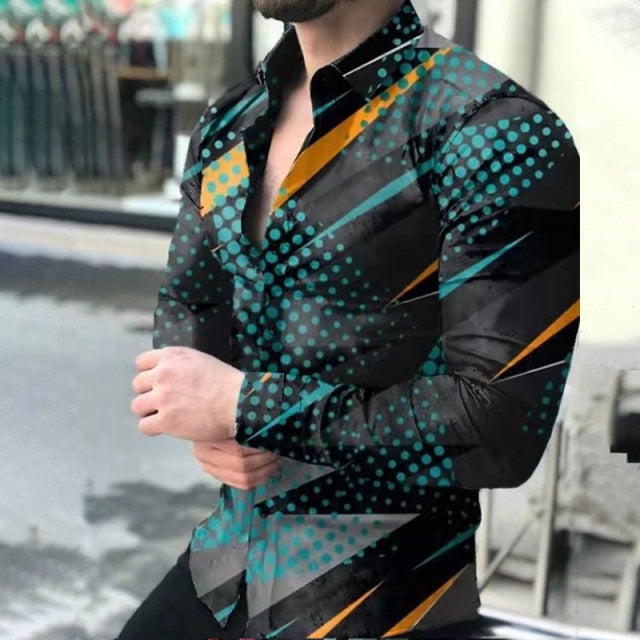 Geometric Print Buttoned Shirt - Comfortable Fit and Contemporary Style