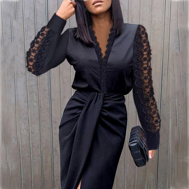 Spring Casual Long Sleeve Dress - A stylish and versatile dress for any occasion, perfect for a romantic date night or cocktails with friends