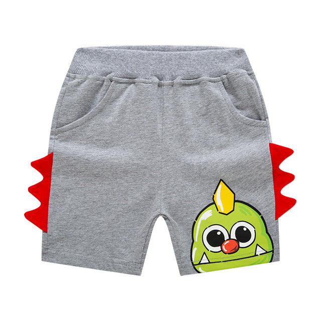 Cartoon Dinosaur Shorts for boys, various colors and sizes, perfect for dinosaur fans, fun and stylish addition to the wardrobe.