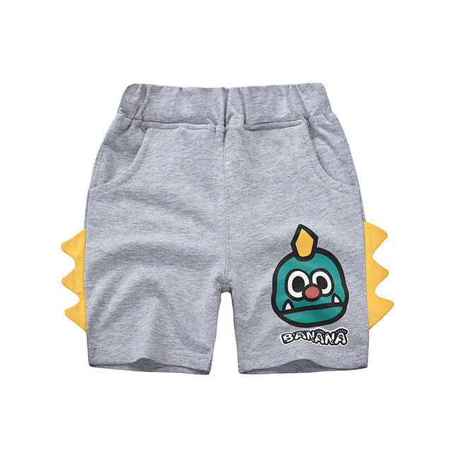 Cartoon Dinosaur Shorts for boys, various colors and sizes, perfect for dinosaur fans, fun and stylish addition to the wardrobe.