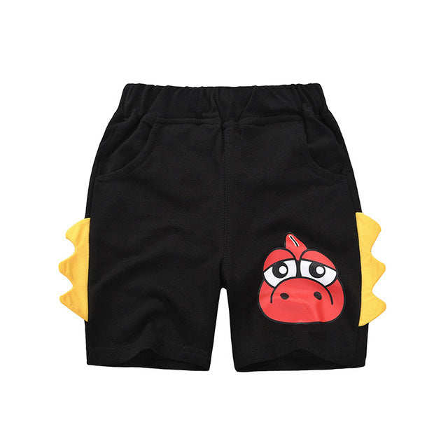 Cartoon Dinosaur Shorts for boys, various colors and sizes, perfect for dinosaur fans, fun and stylish addition to the wardrobe.