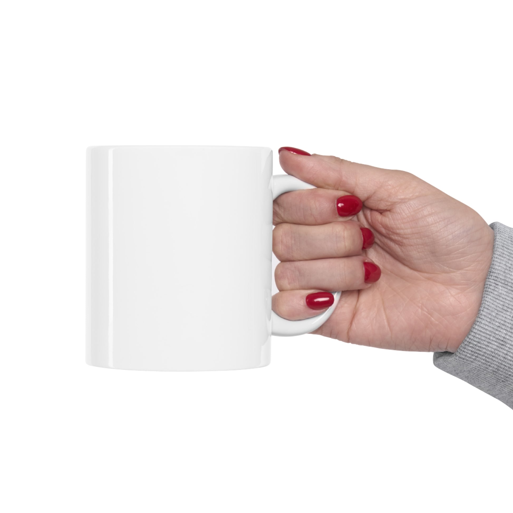 Custom-designed ceramic mug with "You're Stronger than You Think" design, 11 oz capacity.