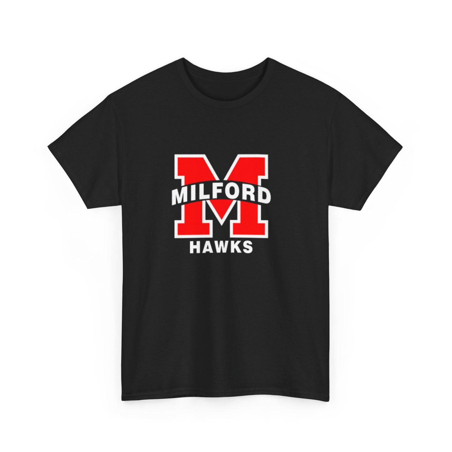 Milford Hawks Unisex Heavy Cotton Tee (Black & Red)