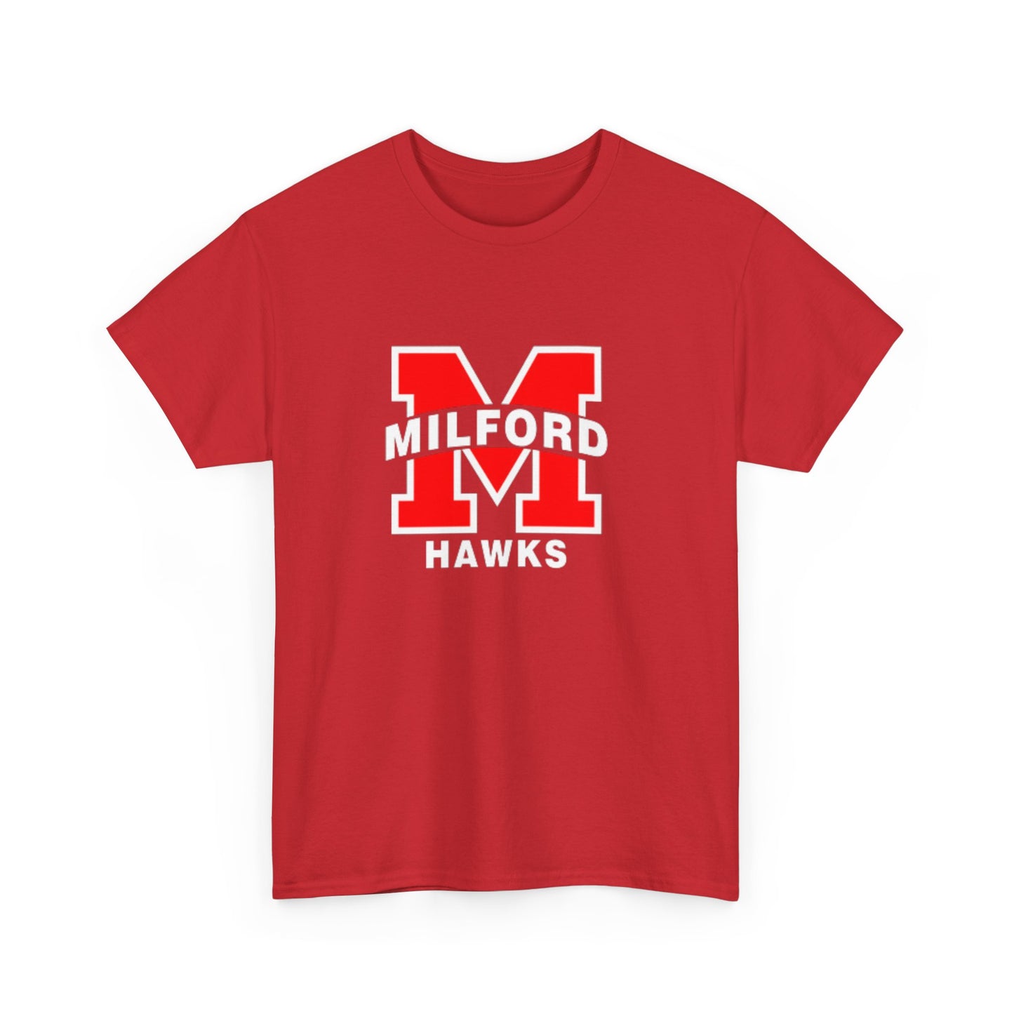 Milford Hawks Unisex Heavy Cotton Tee (Black & Red)