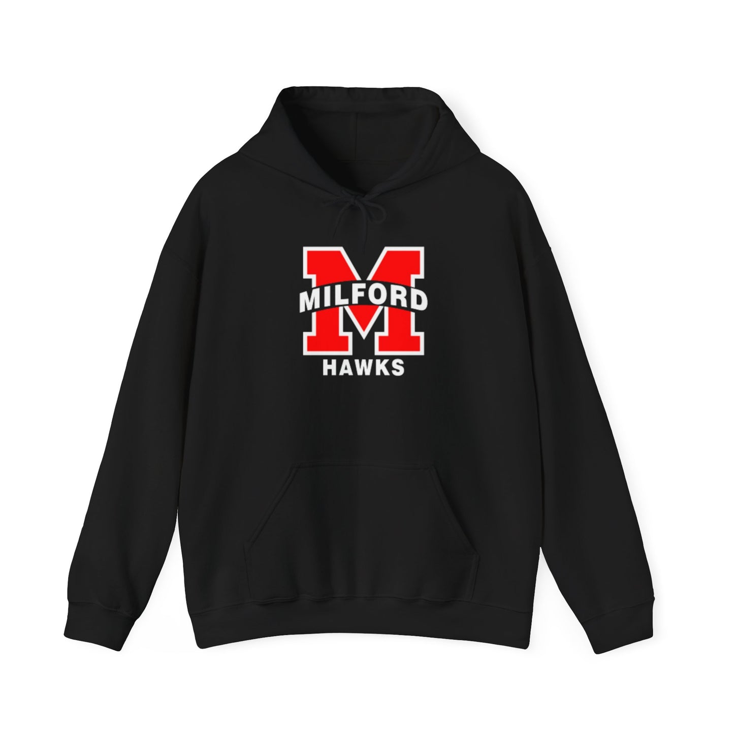 Milford Hawks Unisex Heavy Blend Hooded Sweatshirt (Black & Red)