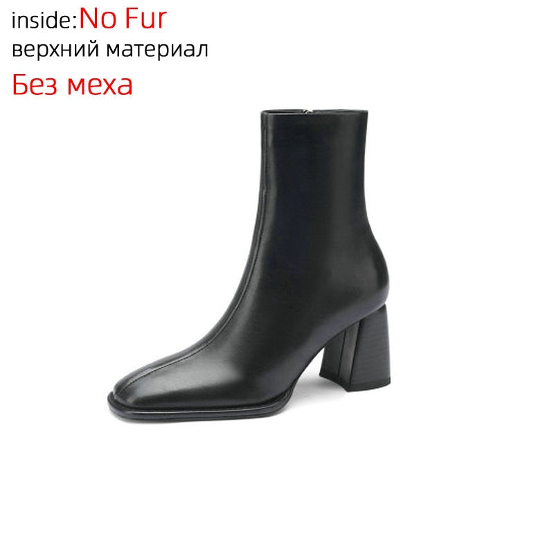 Handmade Cow Leather Ankle Boots - Comfort and style for winter - Genuine cow leather - Round toe, square heel - Zipper detail - Rubber outsole - Order now!