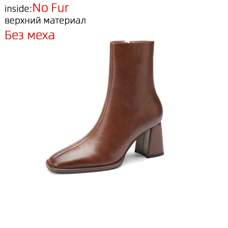 Handmade Cow Leather Ankle Boots - Comfort and style for winter - Genuine cow leather - Round toe, square heel - Zipper detail - Rubber outsole - Order now!