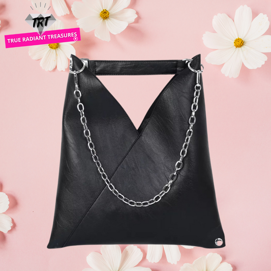 A stylish PU leather simple shoulder bag with rivet decoration, perfect for versatile use by women.