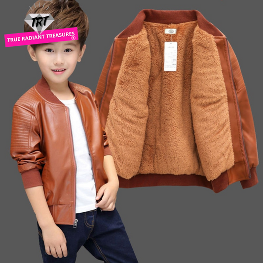 Kids PU Leather Jacket - Elevate style with durability. Versatile for all seasons. Order now for lasting comfort and fashion!