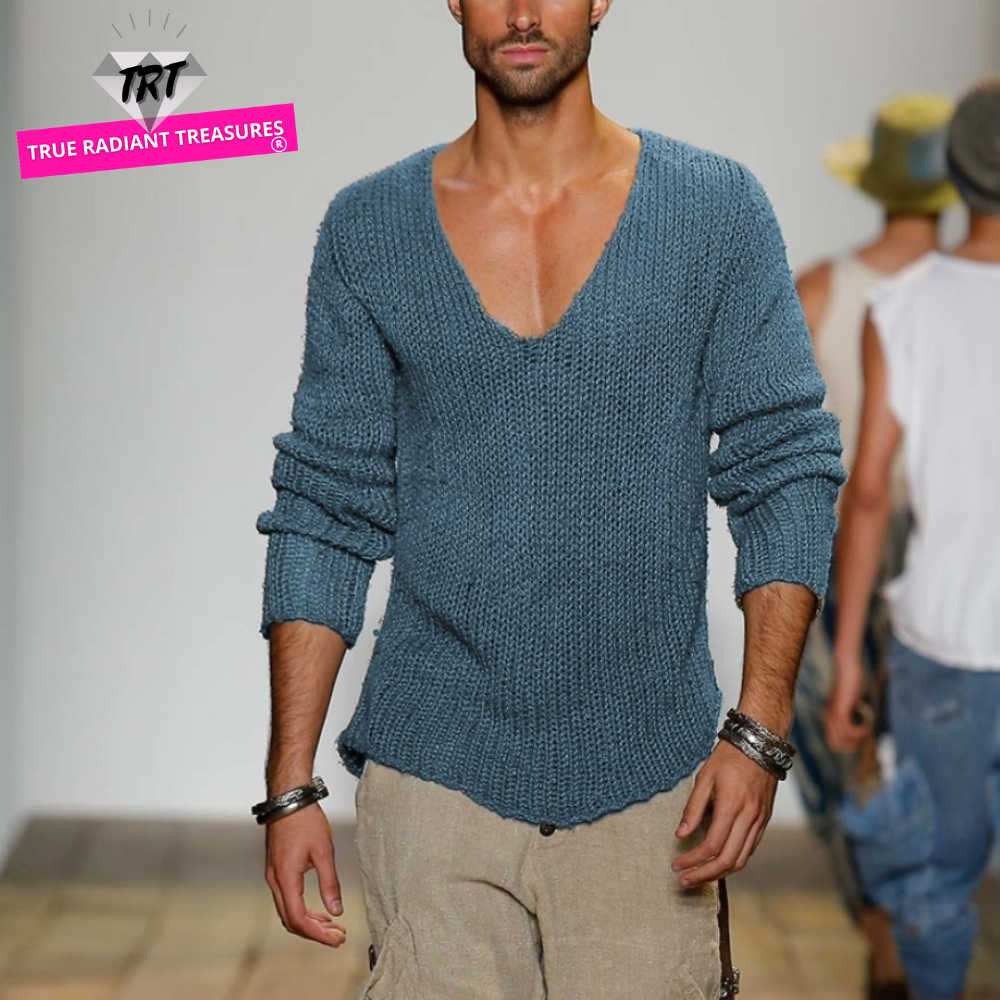 Men's Casual V-Neck Solid Sweater - Versatile comfort and style. Made from standard wool, suitable for spring and autumn. Check sizing info for the right fit.