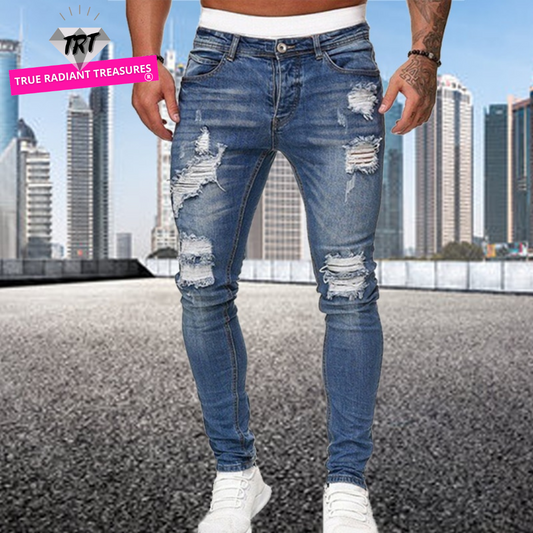 Men's Fashion Street Style Ripped Skinny Jeans