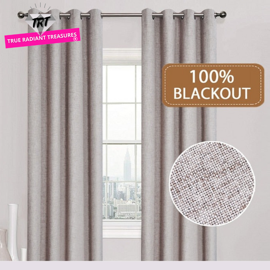 True Radiant Treasures Solid Waterproof Blackout Curtain - Stylish and functional linen curtain for home or office use. Complete light shading and privacy. Get yours today!