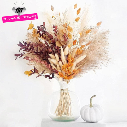 Natural Dried Pampas Bouquet - Autumn home decoration with dried flowers. Ideal for weddings, parties, and more.