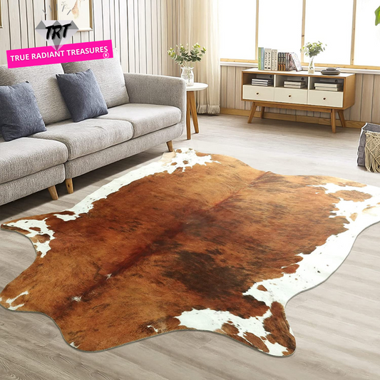 American Style Faux Fur Carpet - Irregular shape, animal pattern, anti-slip feature. Crafted from 100% polyester. Perfect for home and hotel decor.