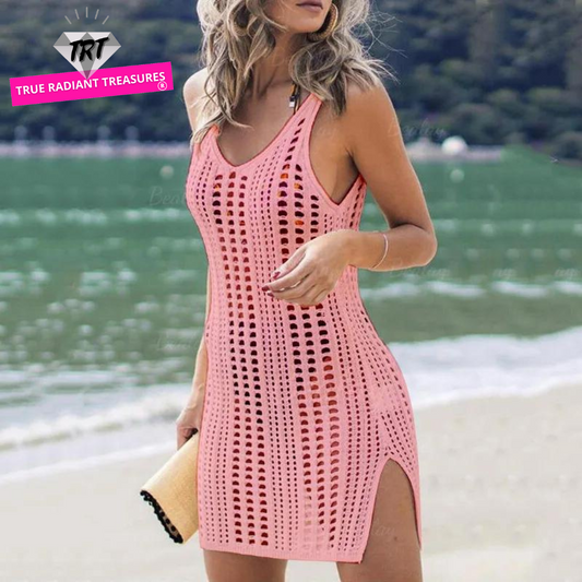 Sexy Fishnet Sarong Beach Cover-Up in solid pattern polyester, perfect for stylish beachwear for women aged 18-35.