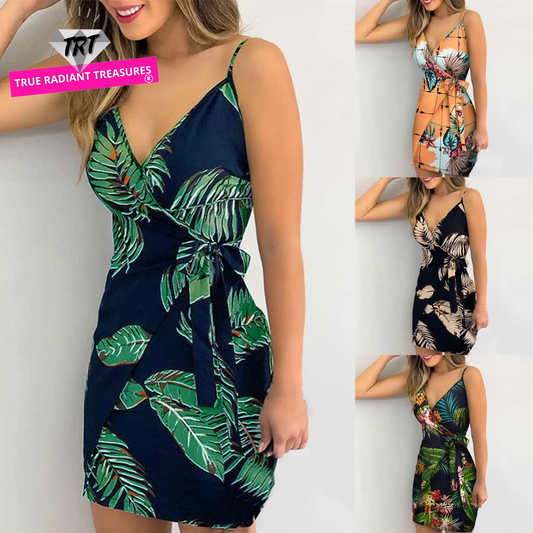 Multi-printed Maxi Dress - Soft, durable polyester material. Solid design for a special look. Comfortable and relaxed fit. Great for casual outings. Available in various colors.