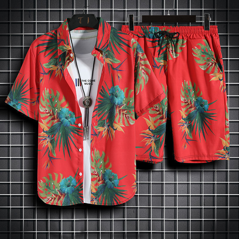 Men's Beachwear Set: Quick Dry Hawaiian Shirt and Shorts