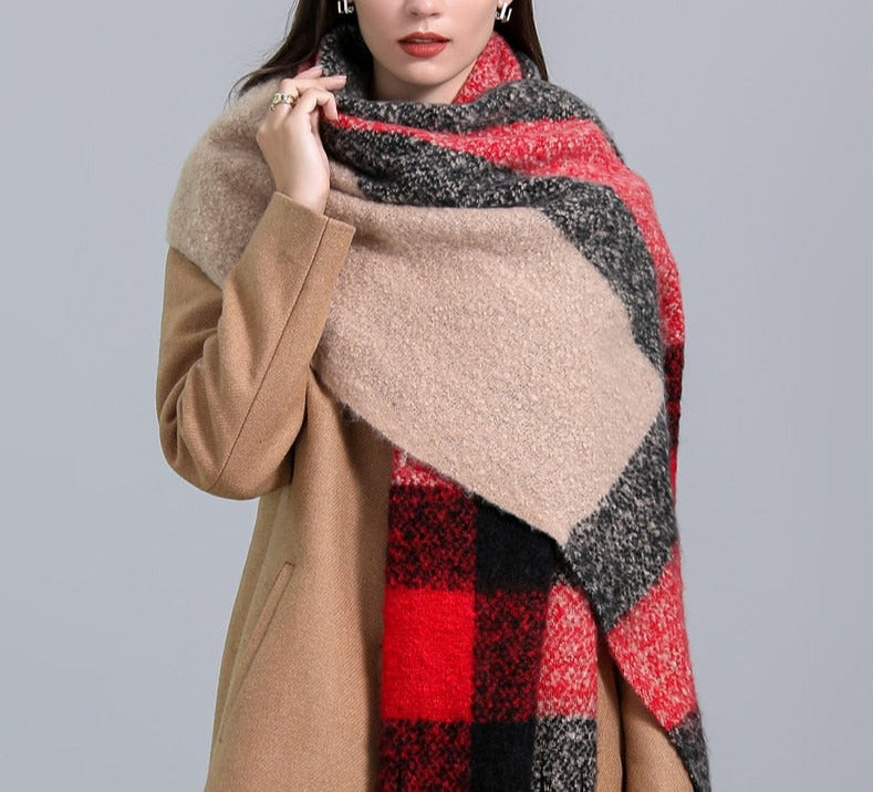 Cashmere Thick Scarf - Versatile accessory for fashion and warmth - 260x35cm size - Polyester, viscose, cashmere imitation blend - Classic plaid pattern - Order now for style and comfort!