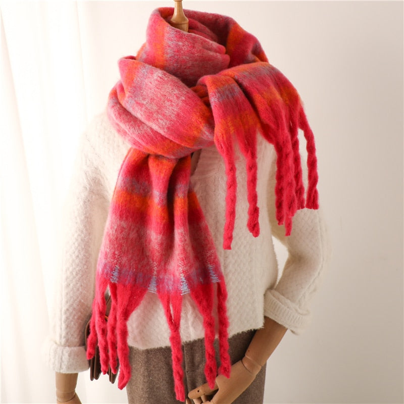 Cashmere Thick Scarf - Versatile accessory for fashion and warmth - 260x35cm size - Polyester, viscose, cashmere imitation blend - Classic plaid pattern - Order now for style and comfort!